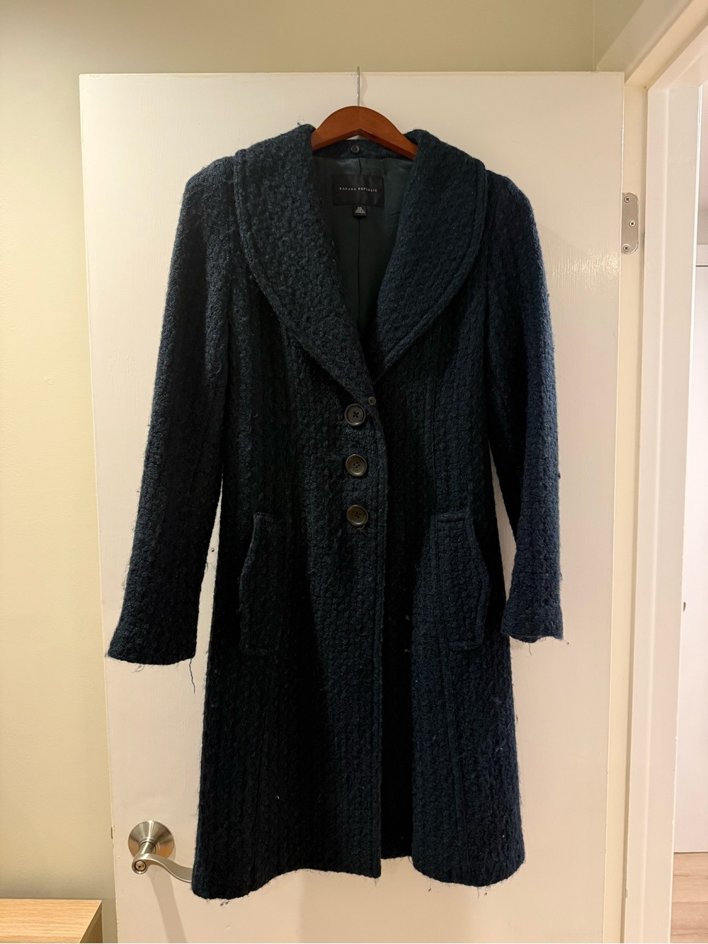Banana Republic Green Tweed Pea Coat Size XS
